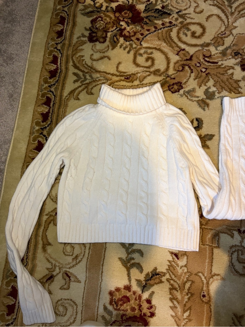Women's Aritzia Cream Cable Knit Turtleneck Sweater
